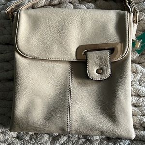 NWT Cream Faux Leather Shoulder Bag